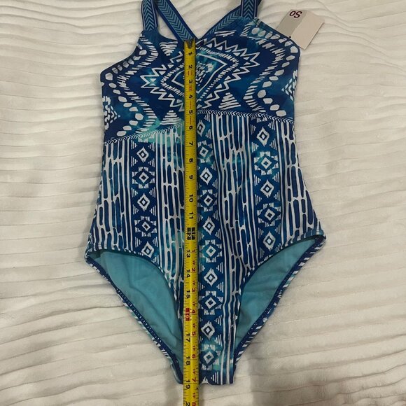 So Girls One Piece Swimsuit Blue Sz. 10 - Picture 6 of 6